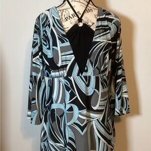 B STREET VINTAGE HIPPIES TUNIC W/ BUILT IN HALTER W/SILVERTONE CIRCLE SZ MED